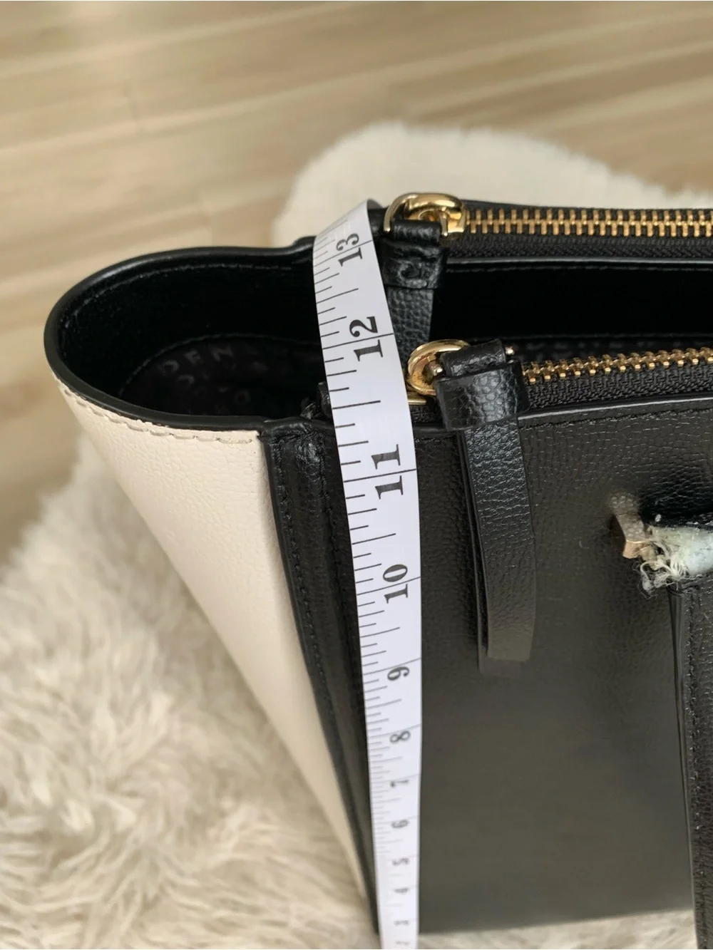 Kate Spade Black and White Leather Tote with Gold Hardware